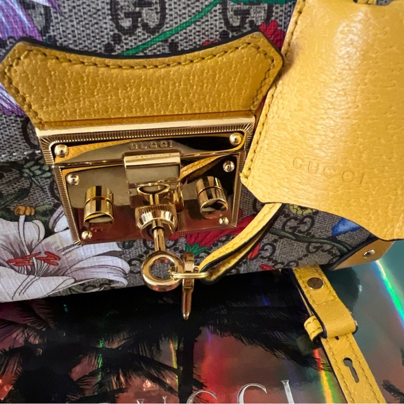 💎 Rare GUCCI GG Flora Padlock Bamboo Multicolor Limited Edition 100% Authentic! - Picture 16 of 17